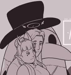 two characters, background/accessories (greyscale) (65 EUR)