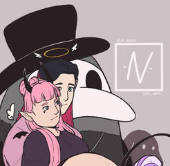 two characters, background/accessories (flat colours) (105 EUR)